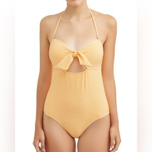 New No Boundaries Juniors' Gingham Tie One Piece Swimsuit 1X XL